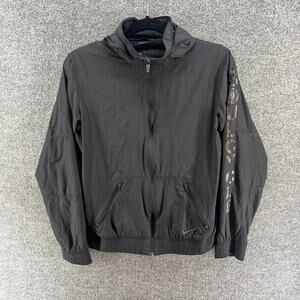 Nike Jacket Womens Small Black Windbreaker Full Zip Comfort Casual Soulcycle